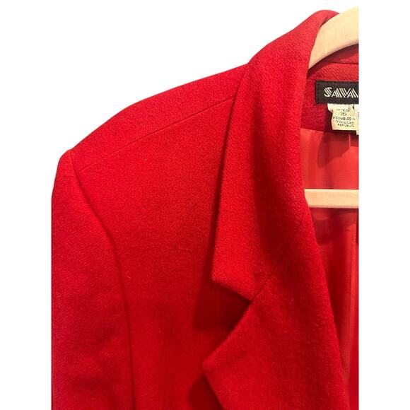 Vintage Red Wool Oversized Blazer Classic Preppy Clean Girl Off Duty Model - Picture 5 of 11